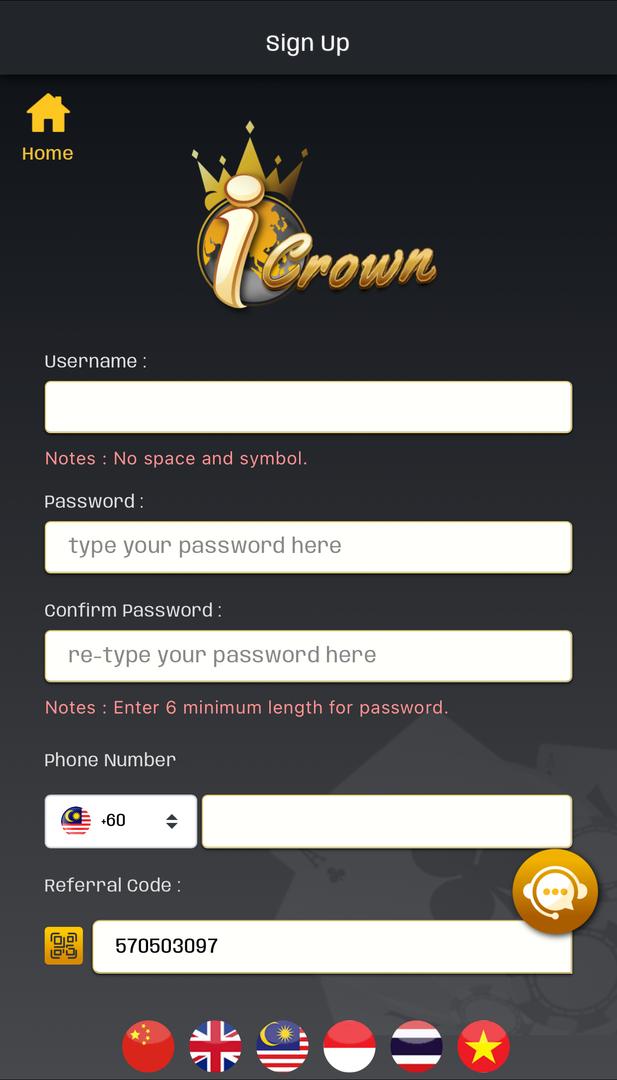 iCrown Registration Process